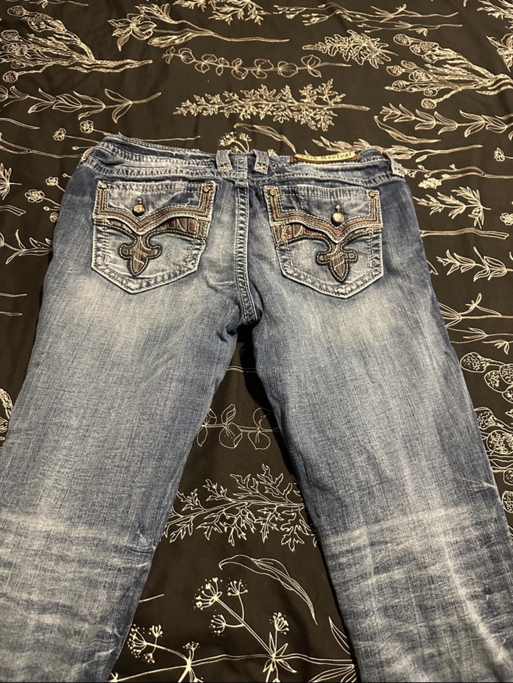 Rock Revival Boot-Cut Jeans in Light Blue with Embroidered Back Pockets